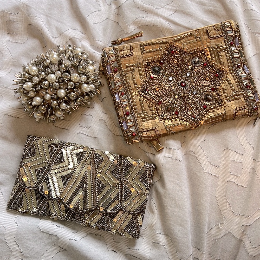 Bundle of 3 glitter purses from Aldo & Accessorize